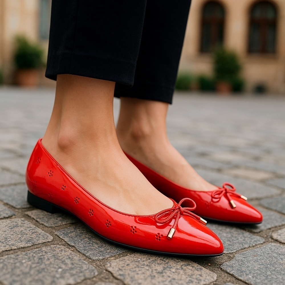 Cato | Wide Width Cutout Patent Bow Flats Size 9W